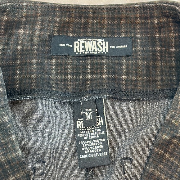 American Original REWASH Brand Legging. Black, Brown & Gray Plaid. Size Medium - Picture 4 of 9